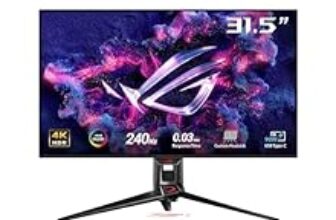75.0% Drop – ASUS ROG Swift 32” 4K OLED Gaming Monitor (PG32UCDM) – UHD (3840 x 2160), QD-OLED, 240Hz, 0.03ms, G-SYNC Compatible, Custom Heatsink, Graphene Film, 99% DCI-P3, True 10-bit, 90W USB-C
