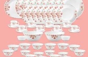 69.0% Off – La Opala Diva Classique Collection Opal Glass Crockery | for Family of 8 | Dinner Set 53 pcs Aster Pink | Plates, Bowls & Cups for Dining | Microwave Safe | 100% Vegetarian | Extra Strong | White