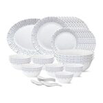 65.0% Off – Larah by Borosil – Tiara Series, Pulse, 44 Pcs, Opalware Dinner Set, White