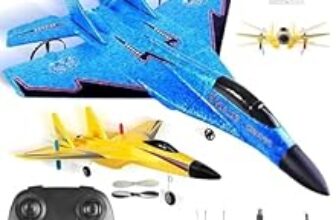 62.0% Off – Amitasha Remote Control Airplane for Kids, RC Camera Glider Plane with Light Foam Aeroplane Fighter Jet for Kids Adults 360° Flip, Stunt Roll Drones Toy Gift for Kids Boys