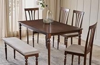 64.0% Off – Home Centre | Helios Franklin | Solid Wood | 6 Seater Dining Table Sets | Walnut | 1 Table with 4 Chairs and 1 Bench | 1 Year Warranty
