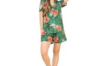94.0% Off – ENCIGER Womens Printed Casual Shirts and Shorts Set 2-Piece Co Ord Set for Women Vacation Outfit