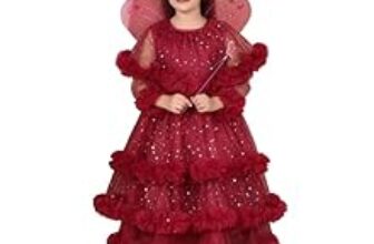 97.0% Off – Girls Glitter Tulle Tiered Gown with Butterfly Wings, Ruffle Detail, Fairy Costume Dress