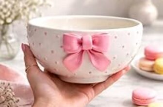 88.0% Off – The Deluxe Creations Ceramic Serving Bowl with Pink Bow | Handmade Soup & Dessert Bowl | Aesthetic Gift Bowl for Girls | Breakfast Cereal Bowl | 500 ML