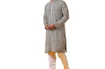 93.0% Off – SOJANYA (Since 1958 Men’s Cotton Rayon Sequinned Embroidered Kurta with White Pyjama