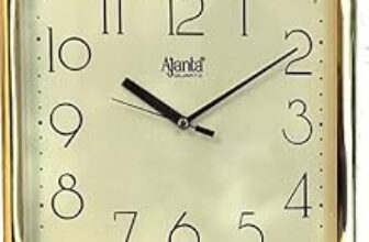 78.0% Drop – Ajanta Designer Plastic Small Square Battery Operated Wall Clock with Large Numbers (23.9 x 23.9 x 3.2 cm, Quartz, Gold)
