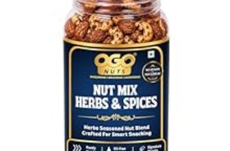 99.0% Off – OgoNuts Herbs & Spices Nut Mix, 200g | Hot Air Roasted Almonds and Cashews | Aromatic Herb & Spice Seasoning | No Onion No Garlic | Oil-Free Roasted Gourmet Nut Snack for Tea Time, Travel & Office