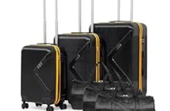 84.0% Off – VLITE Brampton 6-Piece Family Set – 3 Duffle Bags + 3 Trolley Suitcases, Unbreakable Polycarbonate Luggage, 8 Spinner Wheels, Built-in Number Lock, 3-Year Warranty (Set of 6 with Duffels, Black)