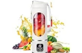 83.0% Off – KICHENIQUE Portable Juicer Mixer Blender for Juices, Smoothies, Cold Coffee, Rechargeable 10 Blades Bottle Juicer Smoothie Maker, Fruits Mixer Grinder for Home, Office, Gym, Travel, 450ML