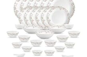 66.0% Off – La Opala Opal Glass Crockery | for Family of 6 | Dinner Set 35 pcs Spring Meadows | Plates & Bowls for Dining | Microwave Safe | 100% Vegetarian | Extra Strong | Extra Light & White