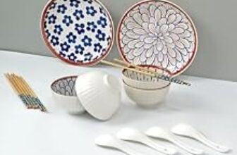 80.0% Off – Amazon Brand – Solimo Ceramic Bowl with Plate & Spoon & Chopstick Set, Set of 14 pcs set (Bowl H 4B+4S+4C+2P) | Microwave & Dishwasher Safe| Bowls for Snacks, Fruits, Salad, Desserts | BPA & Lead-Free Bowls | 350ML, Burnt Sienna