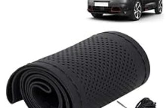 91.0% Off – KINGSWAY® PU Leatherite Car Steering Cover Sewable Compatible with Citroen C5 Aircross (Year 2021 Onwards), Black Color with Black Thread, Pack of 1 with Sewing Needle and Thread