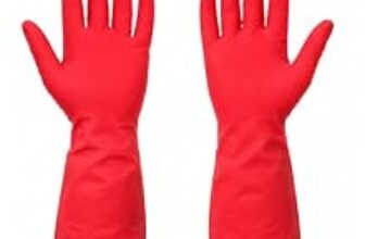90.0% Off – AM Safe-X Rubber Cleaning Gloves for Kitchen & Household 1 Pair|Heavy Duty Reusable Rubber Gloves|Waterproof, Non-Slip Grip, Chemical Resistant Gloves for Dishwashing, Bathroom & Home Cleaning (Red)