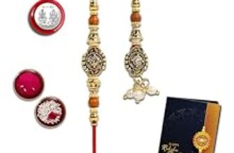 90.0% Off – Oblivion Rakhi Set for Bhai and Bhabhi –Beaded Gold for Bhai 1 Pc and Lumba for Bhabhi 1 Pc– Silver Color Pooja Coin and Greeting Card Combo