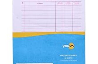72.0% Drop – YOUVA Navneet Project Paper For Project/Assignment/Practical/Homework | 22 Cm X 28 Cm | 1 Side Ruled / 1 Side Plain | 40 Sheets| Pack Of 4