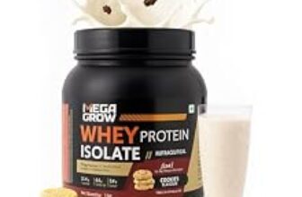 92.0% Off – Megagrow Whey Protein Isolate – Cookies & Cream Flavor | 25g Protein per Serving, 4.23g BCAA, 3.98g L-Glutamic Acid | 34 Servings | Low Carb & Fat | Fast Absorption | Lean Muscle, Strength & Recovery Support