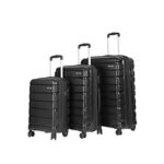 86.0% Off – Teakwood Small-Medium-Large 8 Wheels Trolley Bag, Hard Cabin with Zipper Closure, Adjustable Push Button & Cross Side Strap, TSA Lock System 360 Degree (Set of 3, Black)