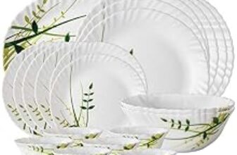 67.0% Off – Larah By Borosil Herbs Opalware Leaf Dinner Set, 21-Pieces, White