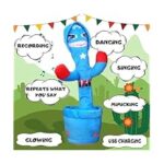 89.0% Off – HOMOZE Talking Dancing Cactus Toy with Recording & Voice Repeat Function | USB Rechargeable Musical Plush Toy with LED Lights | Singing, Mimicking & Wiggling Interactive Cactus Doll for Kids, Babies