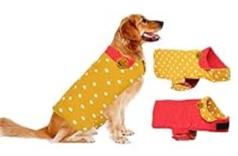 90.0% Off – Sage Square 2 in 1 Premium Reversible Double Side Dog Coat, Ultra Warm Windproof Winter, Thicker Fleece Jacket for Cold Weather (Yellow and Red) (Small-Medium) (14 Inches)