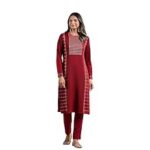82.0% Off – Ishin Womens Polyester Regular Fit Jacquard Style Geometric Pattern Straight Winterwear Kurta