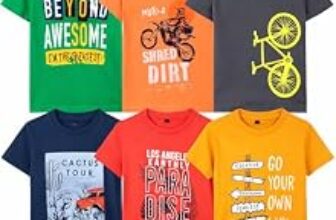 84.0% Off – T2F Boy’s Cotton Printed Regular Fit T-Shirt (Pack of 6)