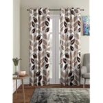 81.0% Off – Cortina 2 Piece Floral Design Panel Eyelet Polyester Door Curtains – 7 Feet, Brown | Light-Filtering