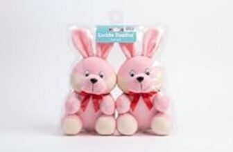 93.0% Off – HOMOZE Cute Pink Bunny Soft Toy Pack of 2 | Super Soft Plush Rabbit Pair with Ribbon Bow | Huggable Stuffed Animals for Babies & Toddlers Set for Birthday & Baby Shower (Pack of 2)
