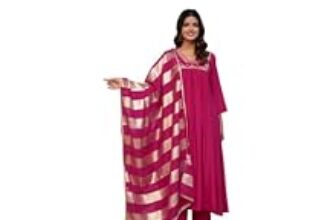 0.0% Off – Jainica Solid A-line Kurta Set with Printed Dupatta