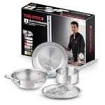 65.0% Off – Bergner Tripro Triply Stainless Steel 4 Pc Cookware Set, 24 cm Indian Wok/Kadai with Lid, 22 cm Frypan, 16 cm Tea Pan, Even and Fast Heating, Induction Bottom, Gas Ready, Silver