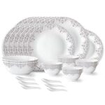 68.0% Off – Larah by Borosil Lark Fluted Series Opalware Dinner Set | 33 Pieces for Family of 6 | Microwave & Dishwasher Safe | Bone-Ash Free | Crockery Set for Dining & Gifting | Plates & Bowls | White