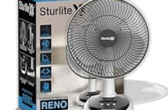 84.0% Off – Sturlite Reno 30W Portable Table Fan + Lamp| 3 Speed Modes| 2 Lighting Modes| Auto-Off Timer| Silent Operation With Upto 10Hr Long Battery Backup| 3600 mAh Li-ion Battery – Pack of 1,Black And White