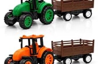 91.0% Off – NeoKiddo Toys Toy Tractor with Trailer Combo Set of 2 for Kids, Green & Orange Farm Vehicles