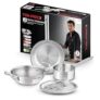 65.0% Off – Bergner Tripro Triply Stainless Steel 4 Pc Cookware Set, 24 cm Indian Wok/Kadai with Lid, 22 cm Frypan, 16 cm Tea Pan, Even and Fast Heating, Induction Bottom, Gas Ready, Silver