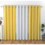 93.0% Off – IVAZA Solid Plain Polyester Window Curtains Set of 3, (4 Feet x 5 Feet, Yellow White